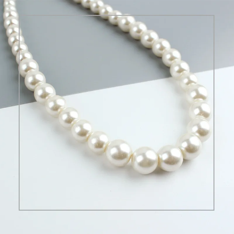 Jewelry Clavicle Chain Choker Simulated Pearls Strand Beaded Necklace for Bridal Women Torques Female White Wedding Gift | Украшения и
