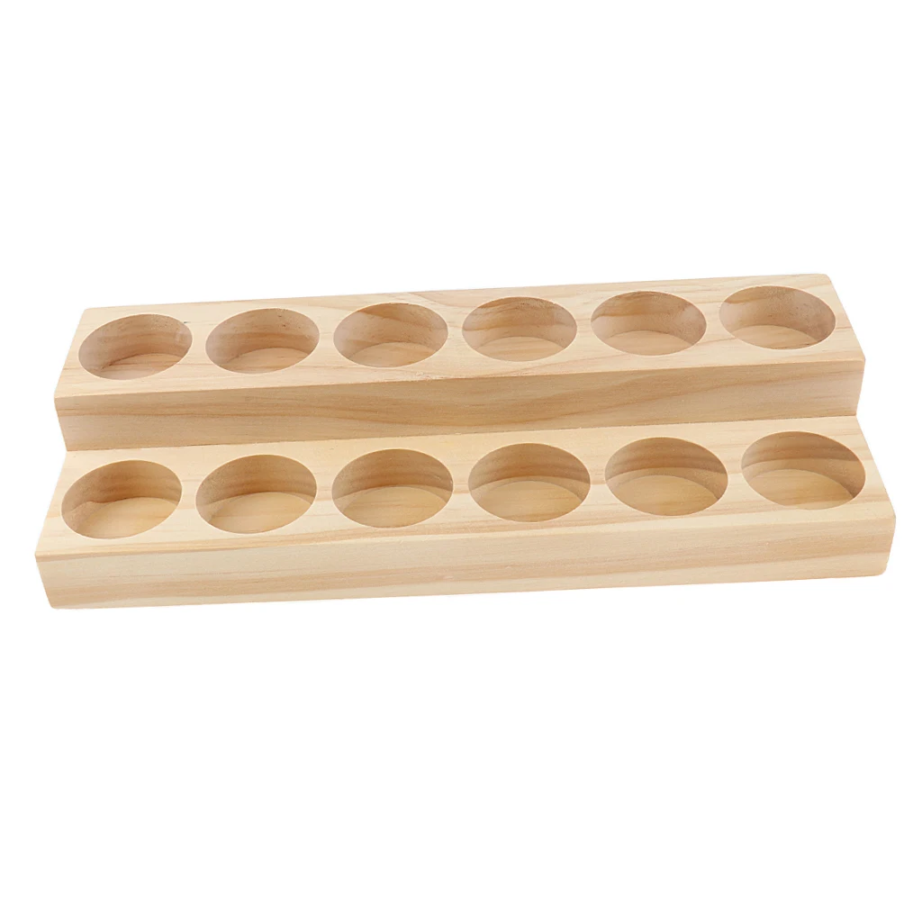 Premium Wood Essential Oil Displaying Rack DOUBLE LAYERS Organizer for 6/12/18pcs Bottles Perfume Aromatherapy Organizer Tray