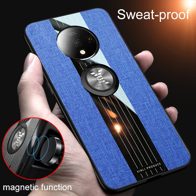 Cloth Fabric Ring Case For OnePlus 7 7T Pro 6T 6 Ultra Thin Magnet ShockProof on 1+ Cases Cover | Мобильные телефоны и