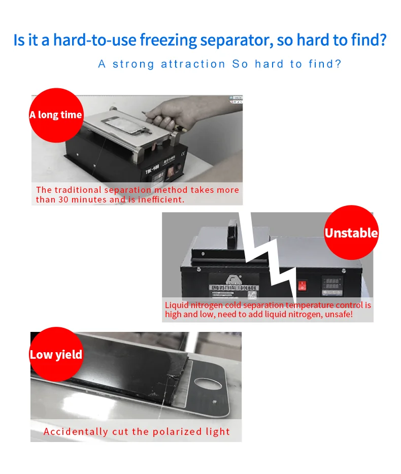 TBK 578 Mini desktop LCD freezing Separator Separating machine 800W For Samsung Edge iPhone Tablet Screen Repair Refurbishment