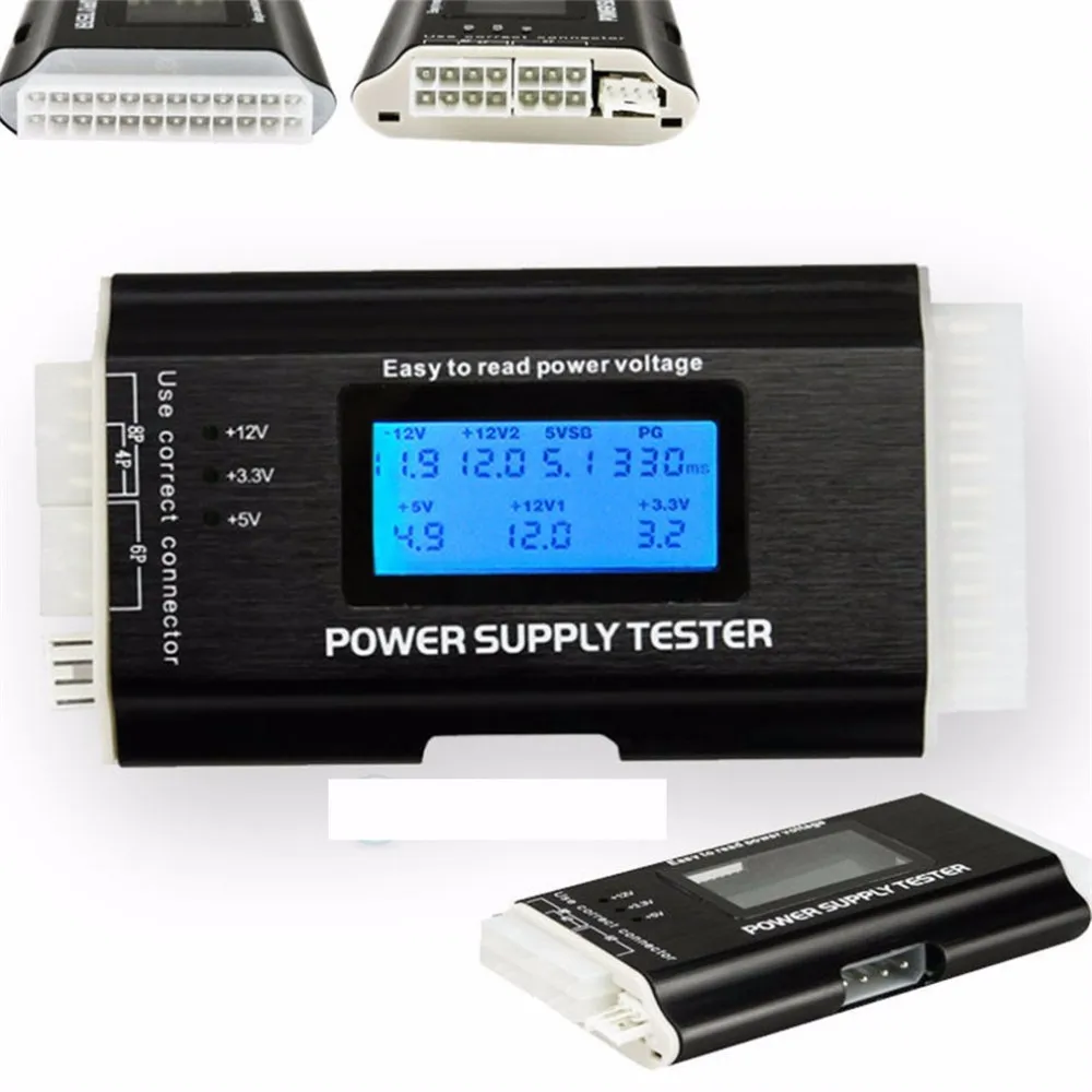 Компьютерный ПК источник питания ЖК тестер проверки 20/24 Pin 4 PSU SATA HDD ATX BTX