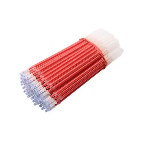 100 шт 0,5 мм черный синий красный гель Сменные стержни для ручек гладкие для письма для офиса канцелярские принадлежности - Цвет: Красный