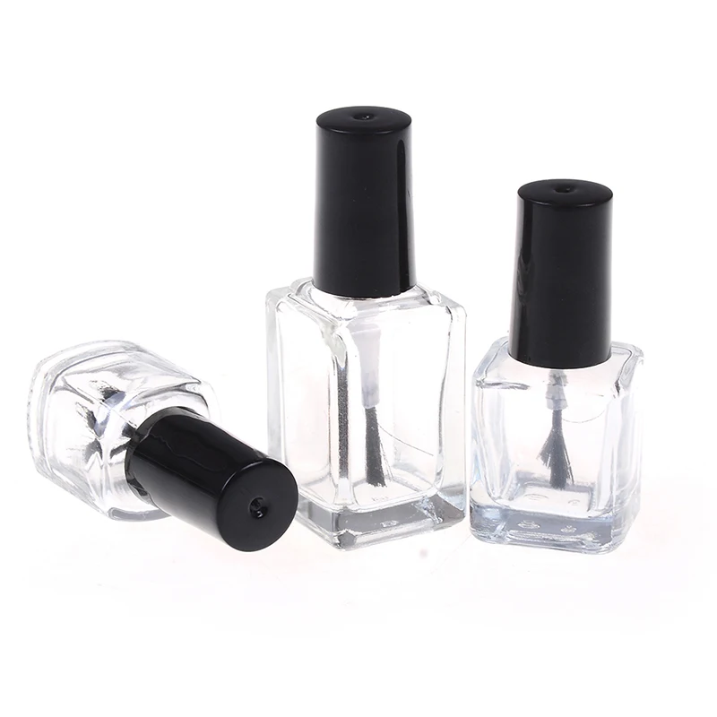 5ml/10ml/15ml Transparent Glass Nail Polish Bottle Empty With Lid Brush Cosmetic Containers Nail Glass Bottles with Brush 1pc