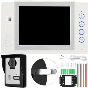 

8in LCD Video Door Phone Wired Intercom Doorbell Kit Security Unlocking System Doorbell Intercom System