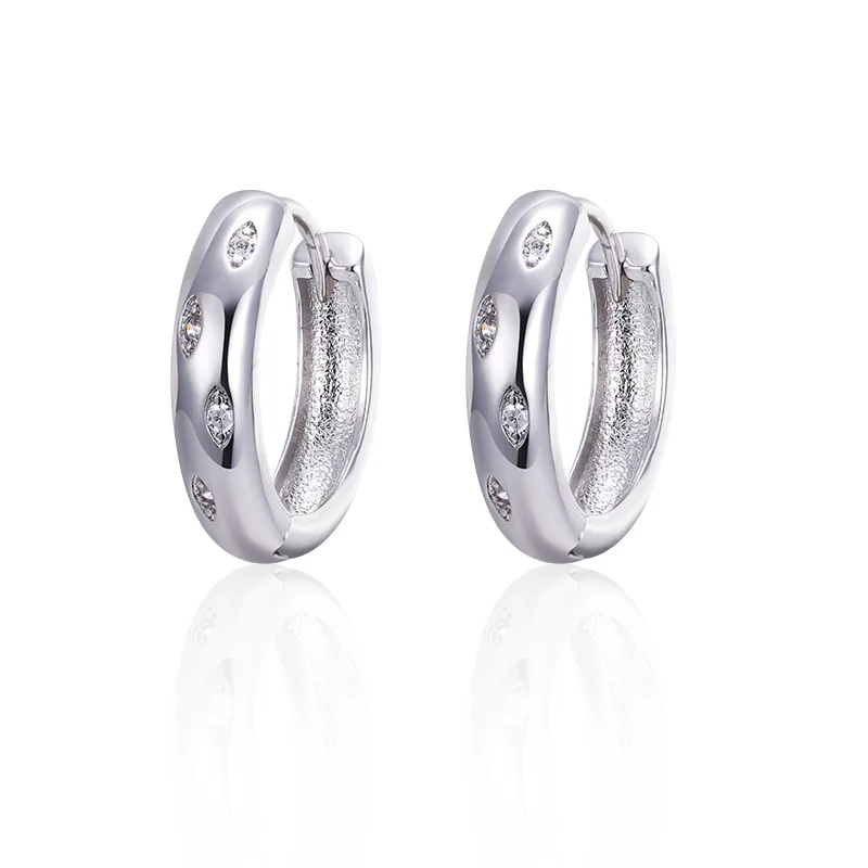 Женские классические круглые серьги MAIKALE, серьги-кольца, инкрустированные фианитом, золотистого/серебристого цвета, ювелирные изделия для подарка - Окраска металла: Silver