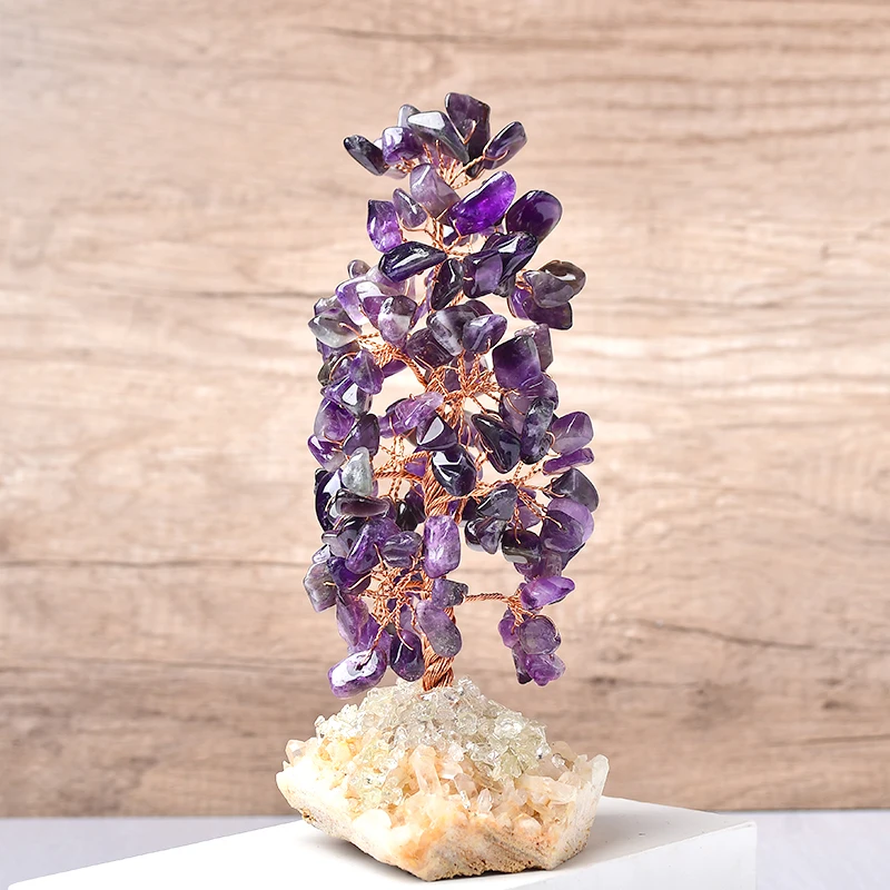 

Natural Amethyst Rose Quartz Tree And Irregular Crystal Cluster Rock Mineral Reiki Healing Home Decor Mineral DIY Gifts Souvenir