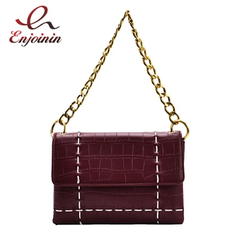 

Stone Pattern PU Leather Crossbody Bags for Women 2021 Winter Chain Shoulder Bag Luxury Trending Branded Handbags and Purses
