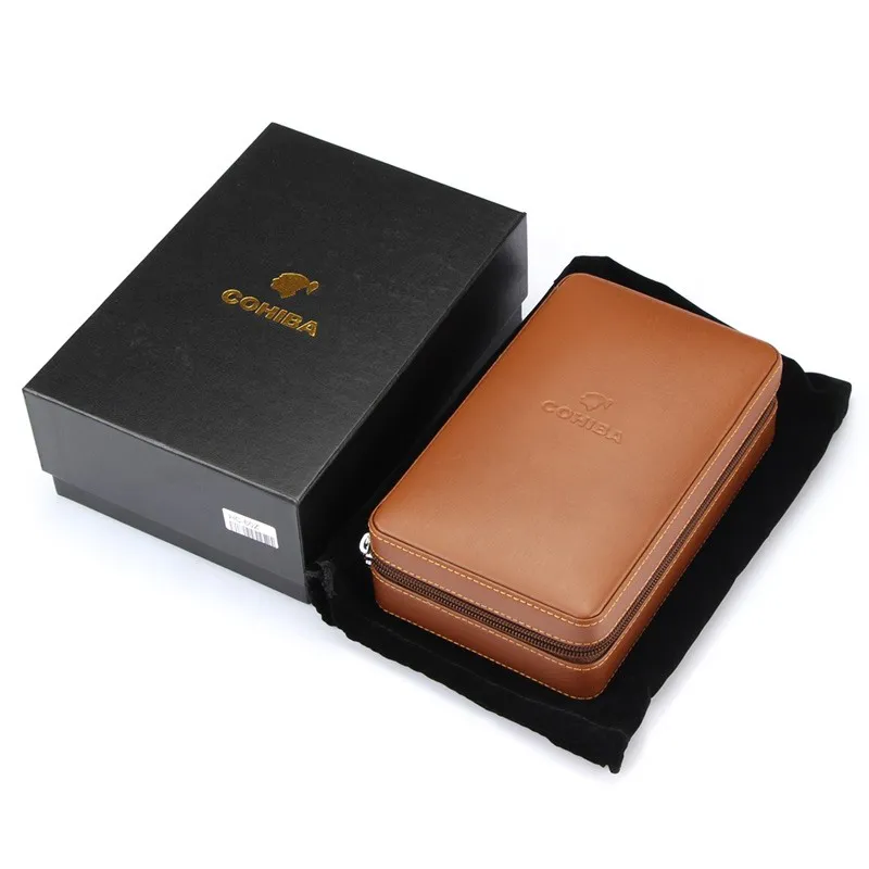 Коробочка для сигар COHIBA из кедрового дерева дорожный Портативный кожаный футляр
