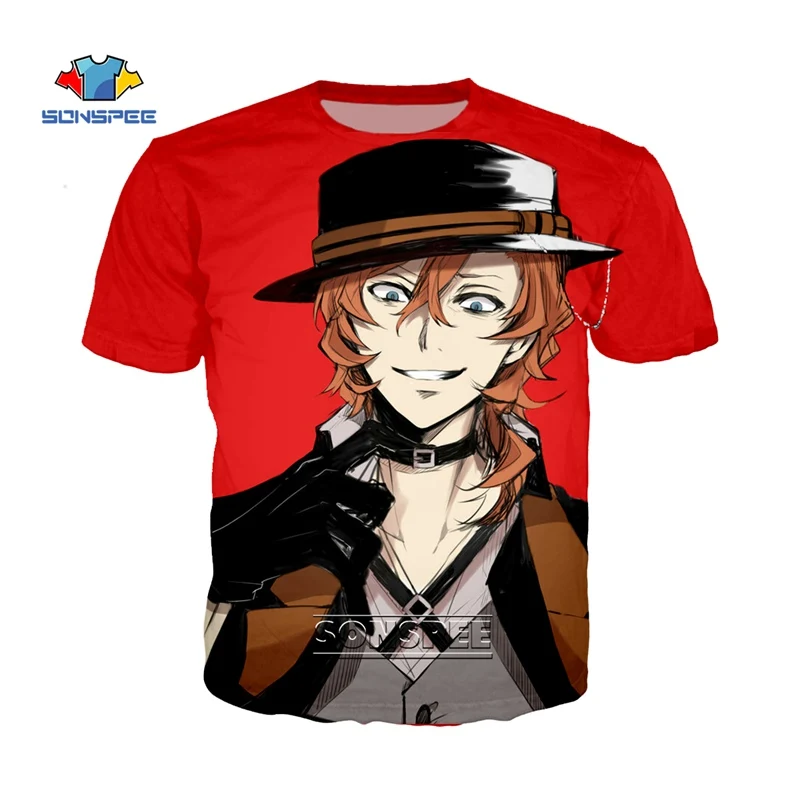 

SONSPEE Bungo Stray Dogs T-Shirts 3D Print Man Woman Harajuku Anime Tee Shirt Short Sleeve Streetwear Summer Tops Clothes