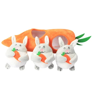 

Pet Dog Toys Plush Carrots Burrow Doll Squeaky Toy Bunnies Doll Hide and Seek Vocal Interactive Toy Set for Small Medium Dogs
