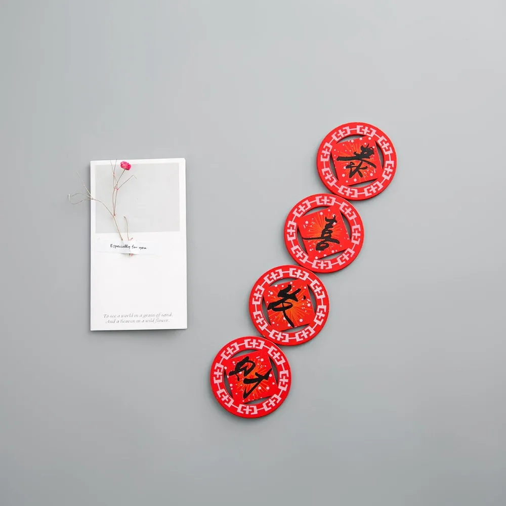 Gong Xi Fa Cai наклейка на холодильник в китайском стиле Праздничная деревянная магнитная наклейка Новогоднее креативное украшение для дома