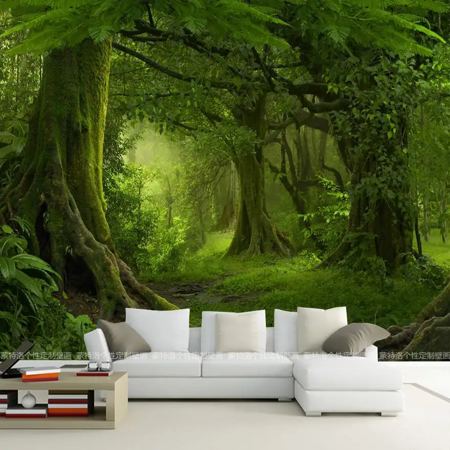 

Ge lan Living Room Sofa Hotel Restaurant Wallpaper Scenery Forest Theme Room Customizable Seamless Mural Wallpaper Wall Cloth