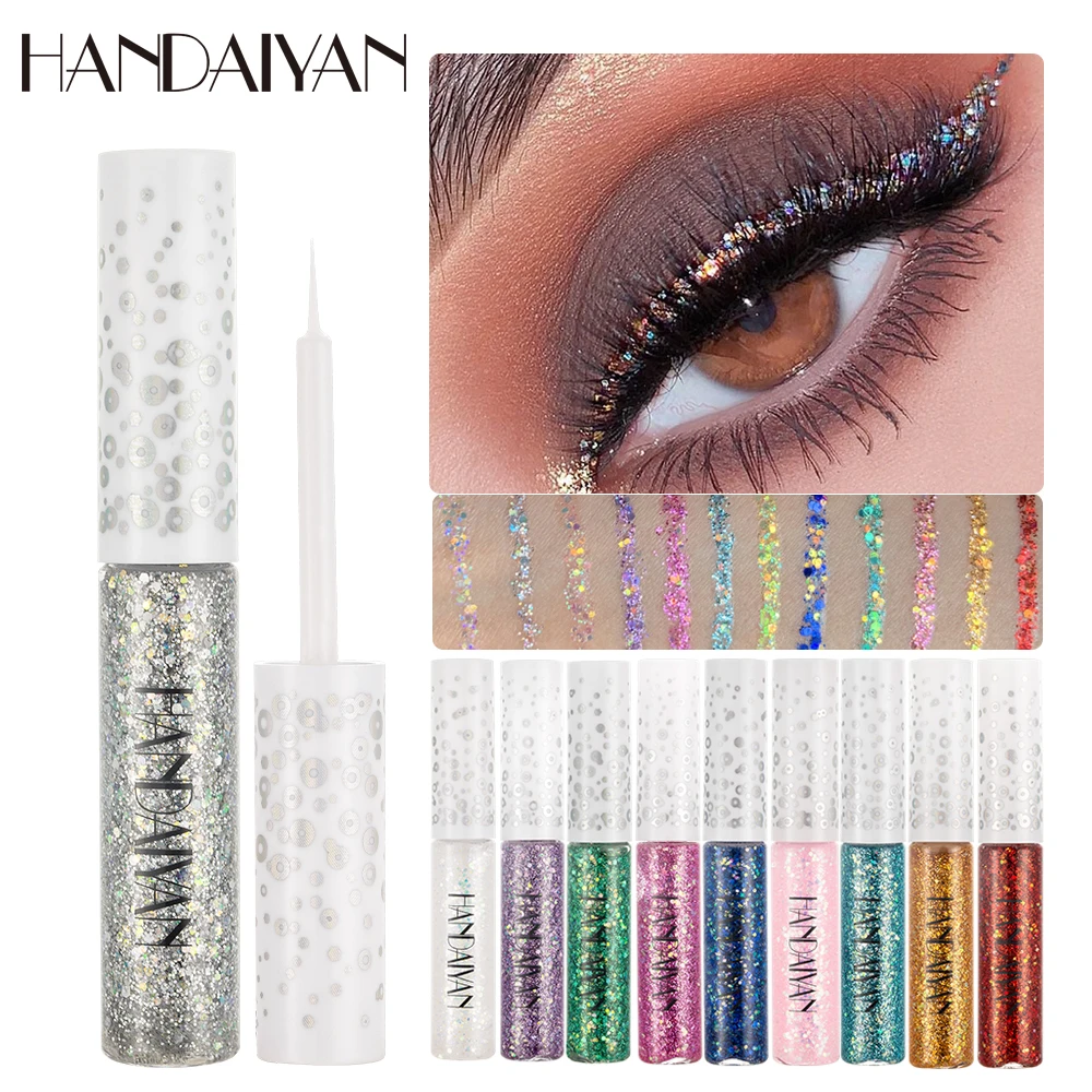 HANDAIYAN 12Colors/Set Diamond Glitter Liquid Eyeshadow Pencil Eyes Makeup Highlighter Shimmer Waterproof Eye Shadow Cosmetic
