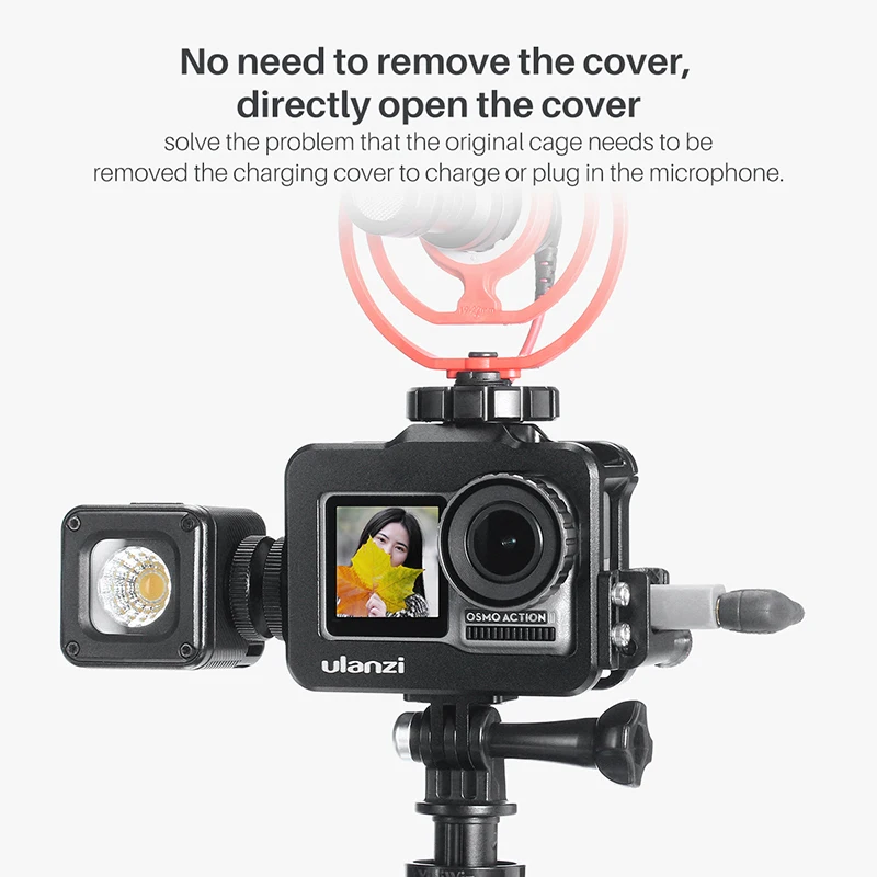 Ulanzi OA-1 Vlogging металлический чехол для Dji Osmo Action Vlog чехол с холодным башмаком для микрофона светодиодный светильник