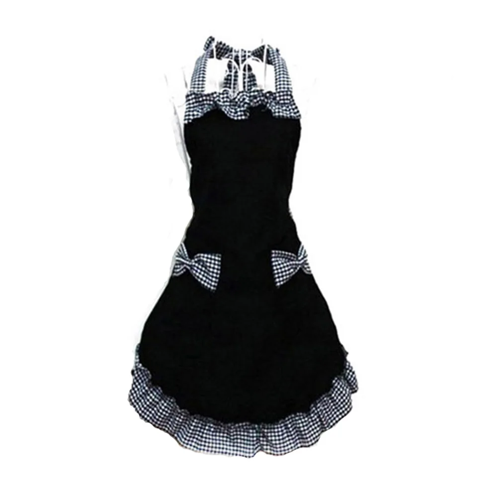 New Cute Vintage Flirty Womens Bowknot Kitchen Bib Apron Dress with Pocket Gift 