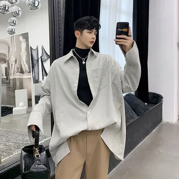 

Men Oversize Bat Long Sleeve Loose Casual Vintage Plaid Shirt Outerwear Male Women Streetwear Hip Hop Dress Shirts