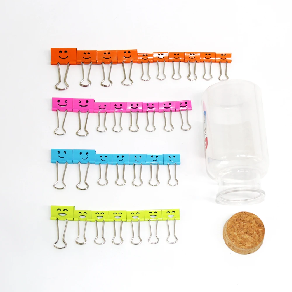 

Comix Binder Clips, Smile Pattern Paper Clips for Office/School/Home/Store,Metal Binder Clips#4 & #5 Size Assorted (B3697)