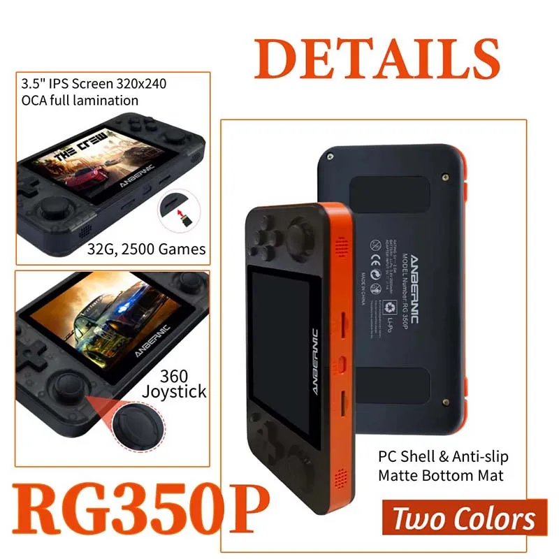 ANBERNIC RG350P Game Console 3.5 IPS Screen 2500 Retro Games PS1 HDMI-compatible Mini Pocket Handheld Game Player Boy Xmas Gift