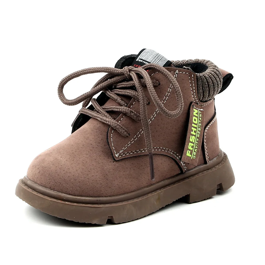 Children Autumn Winter Fashion Boots Kids Baby Boys Solid Ankle Martin Boots Sport Zip Short Bootie Casual Waterproof Shoes