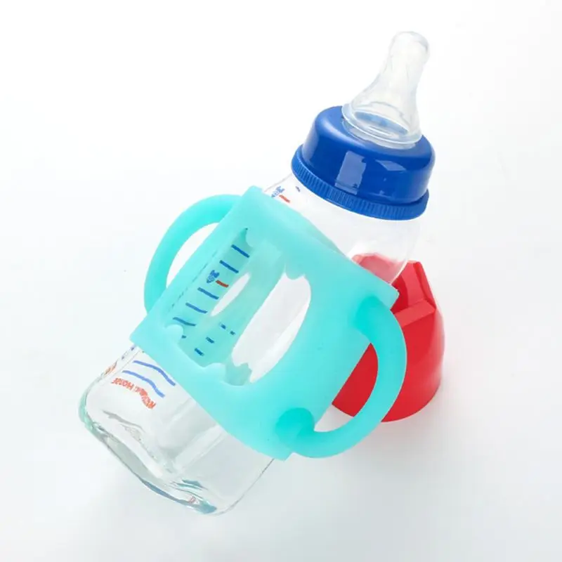 Baby Bottle Universal Handle Soft Silicone Wide Mouth Grip Multicolor Heat Resistant Feeding Bottles Accessories