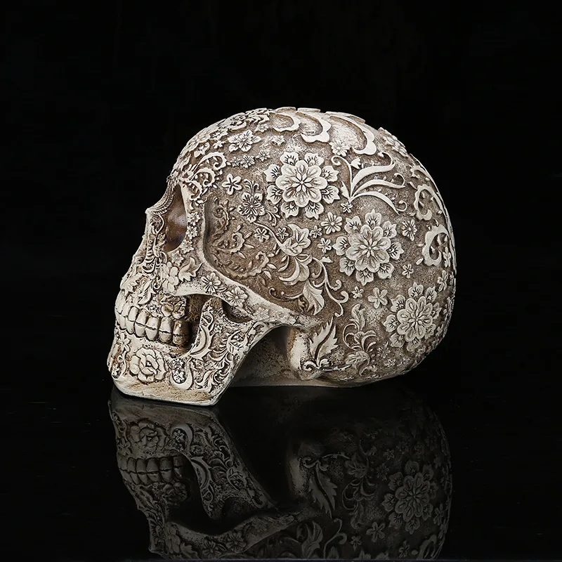 VILEAD 20 см резной череп из смолы ремесло белый череп голова Хэллоуин вечерние украшения Скульптура черепа орнамент украшение дома исследования