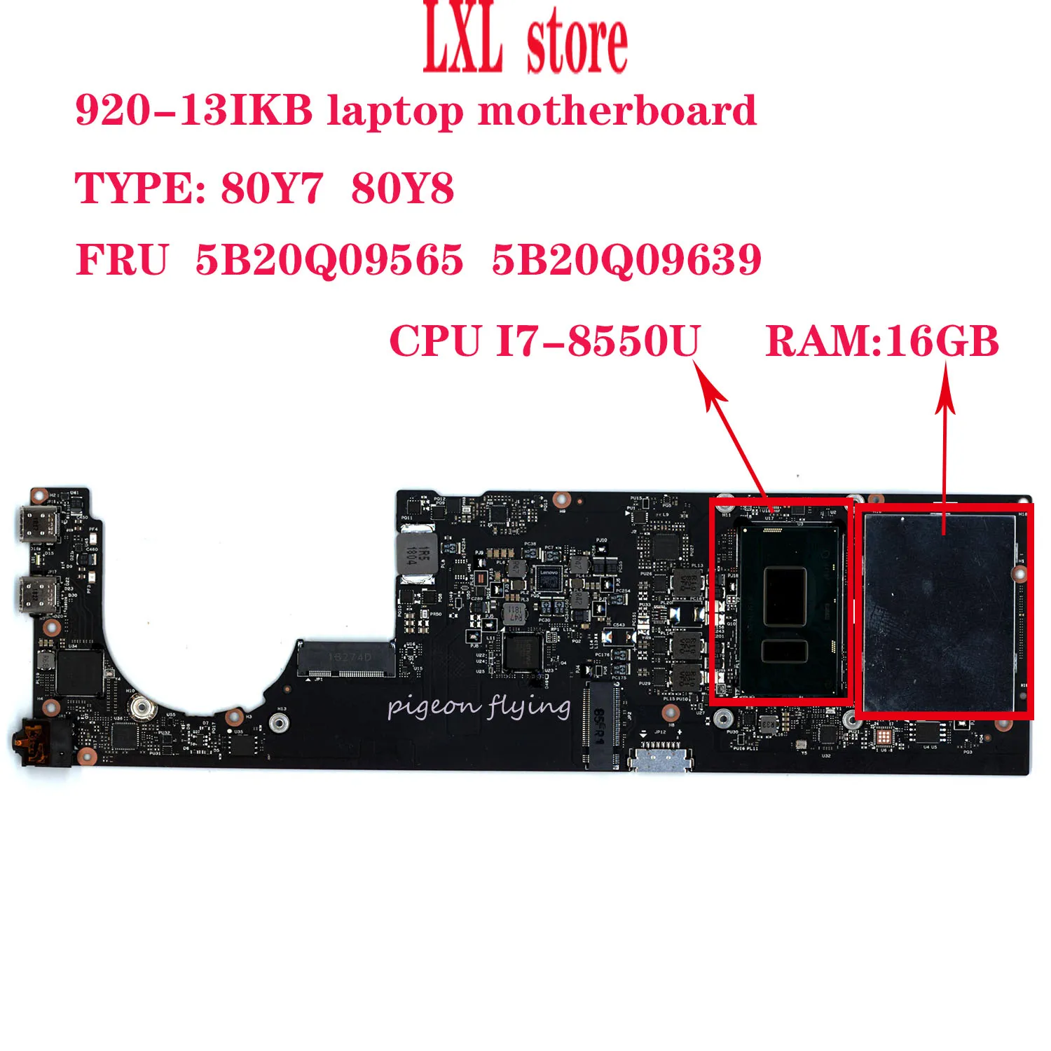 DYG60 NM-B291 for lenovo yoga 920-13 IKB laptop motherboard 80Y7 80Y8 CPU:I7-8550U RAM:16GB FRU 5B20Q09565 5B20Q09639 test