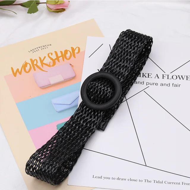 Style 2 black Женский плетеный пояс, карамельные цвета, качественные женские ремни, роскошный дизайн для брюк, платье,, новинка, дышащий пояс D33 - Цвет: Style 2 black