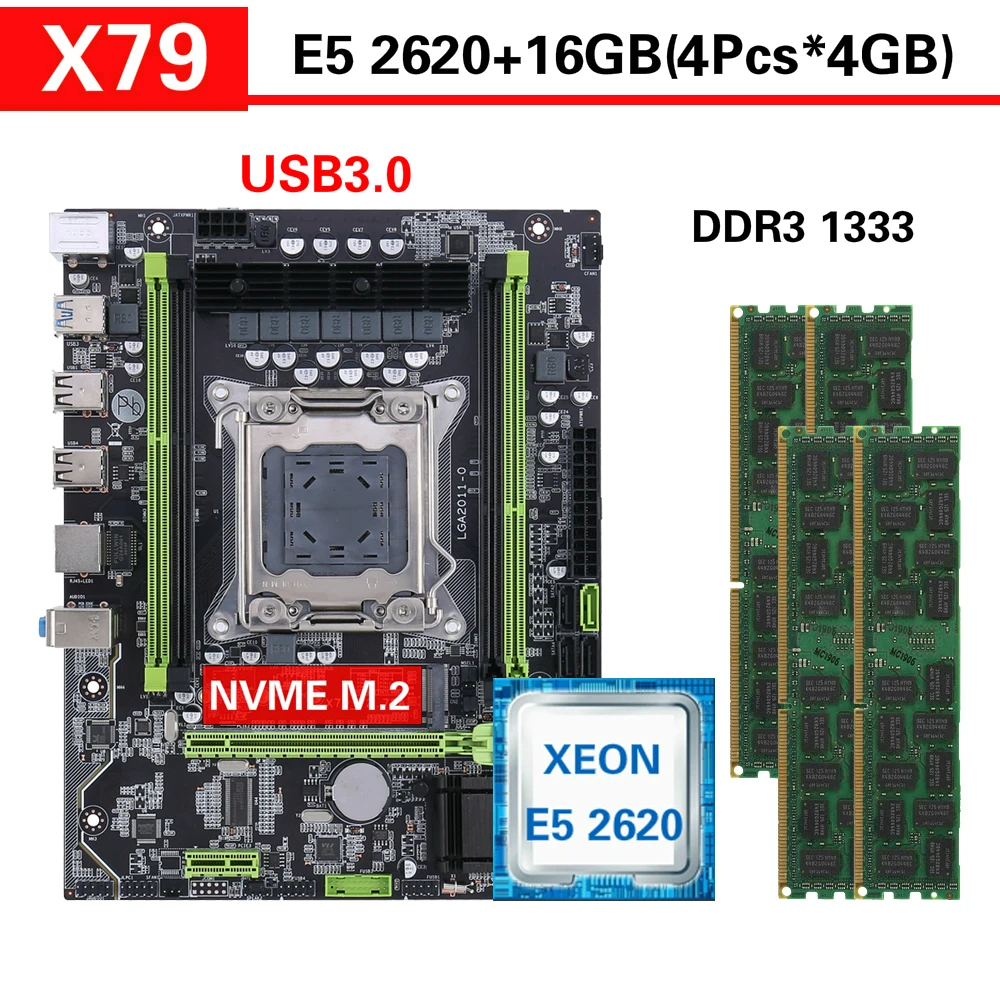 Материнская плата с набором микросхем Kllisre X79 USB3.0 combos E5 2620 CPU 4 шт. Гб памяти DDR3 ECCRAM