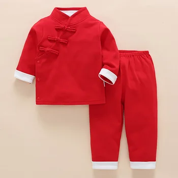 

New Chinese Baby Boy Girl Clothes Red Long Sleeve T-shirt Pants Outfits 3-24M