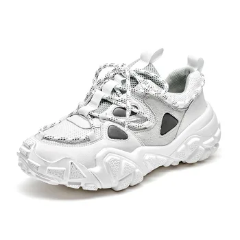 

2020 Fund Genuine Leather Dad Shoes Woman Ins Exceed Fire Small White Shoes Sneakers Joker Flat Shoes