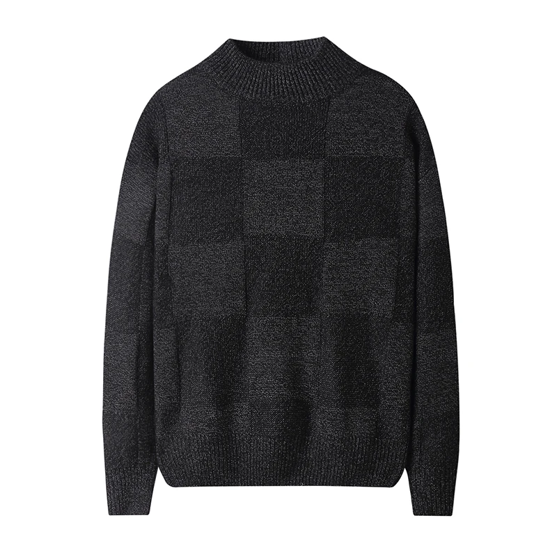 GustOmerD 2019 New Arrive Winter Pullovers Men Sweaters Casual Plaid Half Turtleneck Men Fashion Soft Warm Sweater Men