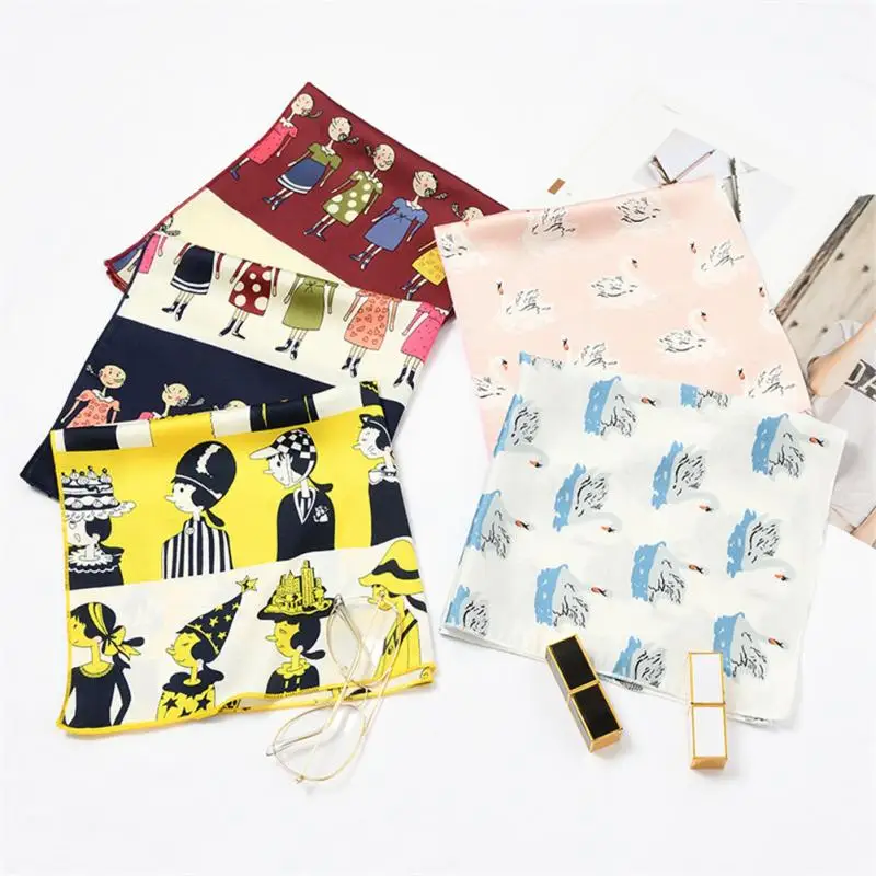 New Silk Scarf Elegant Shawls Fashion Lady Neckerchief Small Bandana Satin Women Silk Scarf Square Wraps
