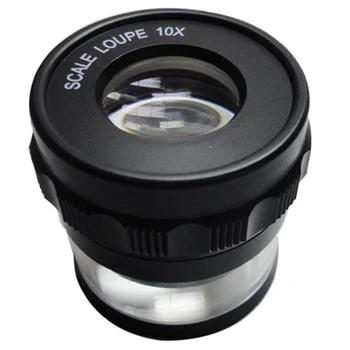

10X Stand Measuring Magnifier Scale Loupe with LED Light Magnifying Glass 10X with Scaled Magnifier