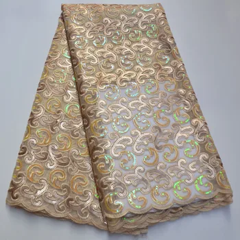 

Sequins Lace Fabric High Quality African French Tulle Lace Fabric Embroidery For Sequins Lace Nigeria Party Dress TF5-65