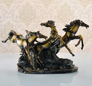 

TRADITIONAL CHINESE STYLE HORSE HERD SCULPTURE RESIN FENG SHUI AND MASCOT YEAR OF BIRTHDAY ZODIAC ART AND CRAFT PRESENT ORNAMENT