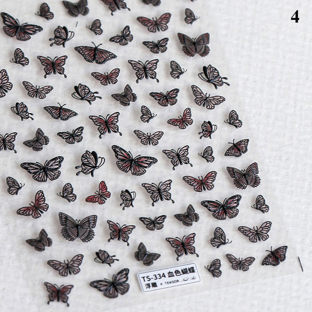 Craft Sticker 5D Nail Art Sticker Ultra-thin Butterfly Nail Art Decoration Sticker Self Adhesive Blue Butterfly Nail Sticker