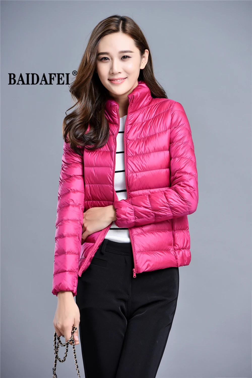 Women's Short Slim Fit Puffer Jacket 2023 New Spring Stand Collar Ultra Light Weight Portable Windproof White Duck Down Coat