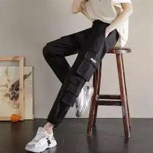 1 Классные хаки карго женские крутые уличные спортивные брюки Капри эластичные брюки с высокой талией женские высококачественные модные тренировочные брюки - Цвет: 1