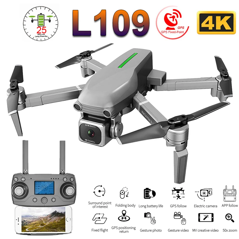 

L109 Profissional Drone with ESC 4K Camera 5G GPS WiFi FPV Brushless Control Distance 1000m RC Helicopter Quadrocopter Toy SG907