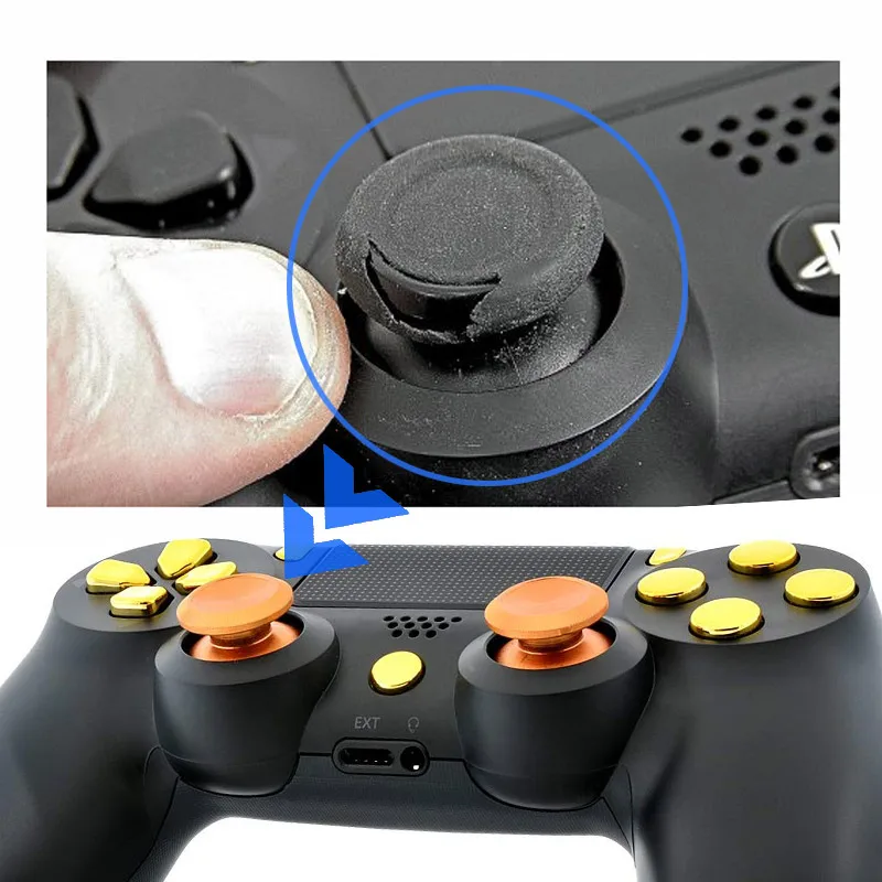 Data Frog Replacement Metal Analog Joystick Thumb Stick Grip Cap Buttons For Playstation 4 PS4 Slim/Pro/Xbox One Slim Controller