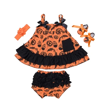 

Halloween Pumpkin Baby Swing Top Baby Girls Clothing Set festival Infant Ruffle Outfits Newborn Girl Clothes Ruffled Outfits