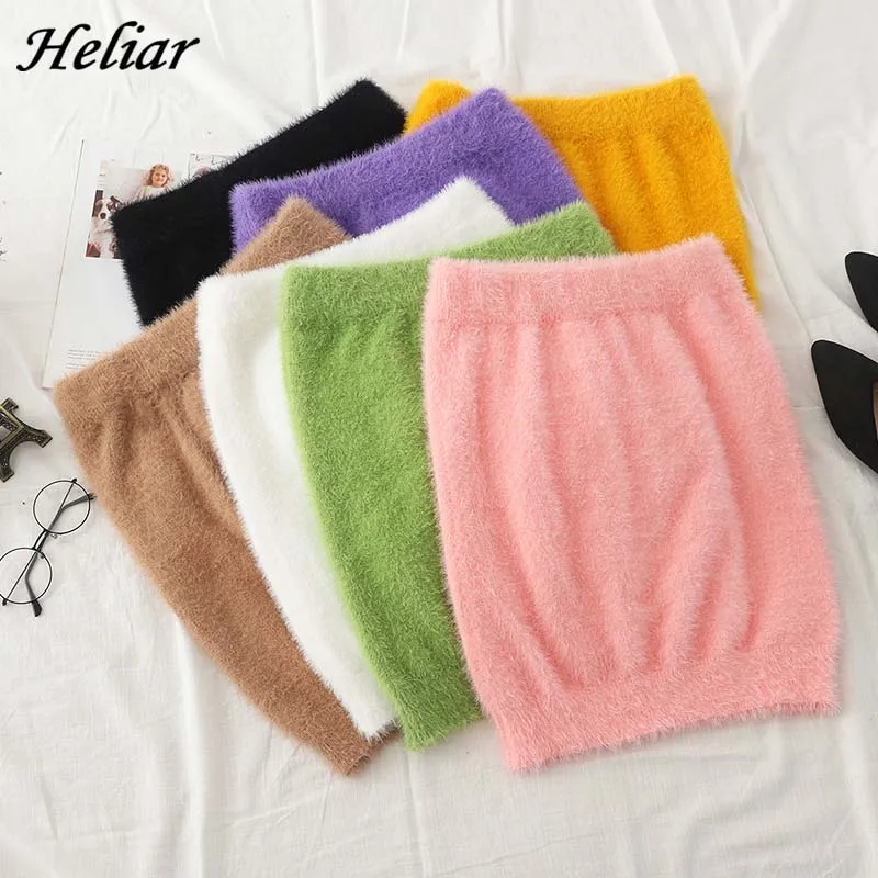 Heliar юбка модная шерстяная облегающая юбка с высокой талией сексуальное ночное Клубное платье Осенняя Повседневная Женская Мини-Юбка Для Женщин