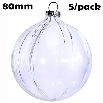 

Promotion - DIY Paintable Transparent Clear Christmas Ornament Decoration 80mm Heavy Glass Ball Ornament, 5/Pack