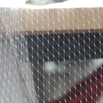 

White mesh hollow small rhombus grid fabric for diy clothes accessories doll decoration soft comfortable openwork fabric