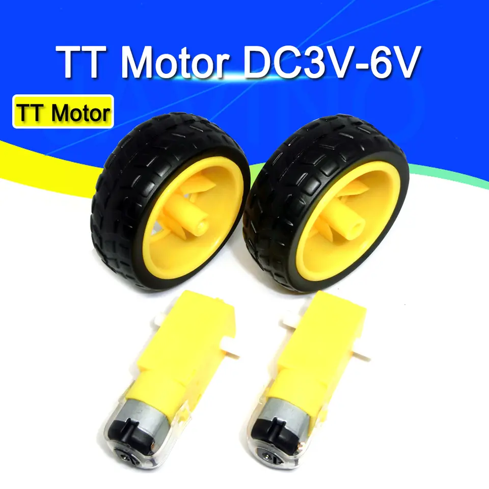 4pcs/lot=2pcs TT motor + 2pcs 65mm wheel DC3V-6V Motor 130 Gear motor with the wheel for Arduino Smart Car Robot TT Motor 3V image 1
