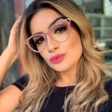 Модная оправа для очков кошачий глаз, Ретро стиль, металлическая оправа, прозрачные линзы, оправа для очков, женские прозрачные оправы для очков