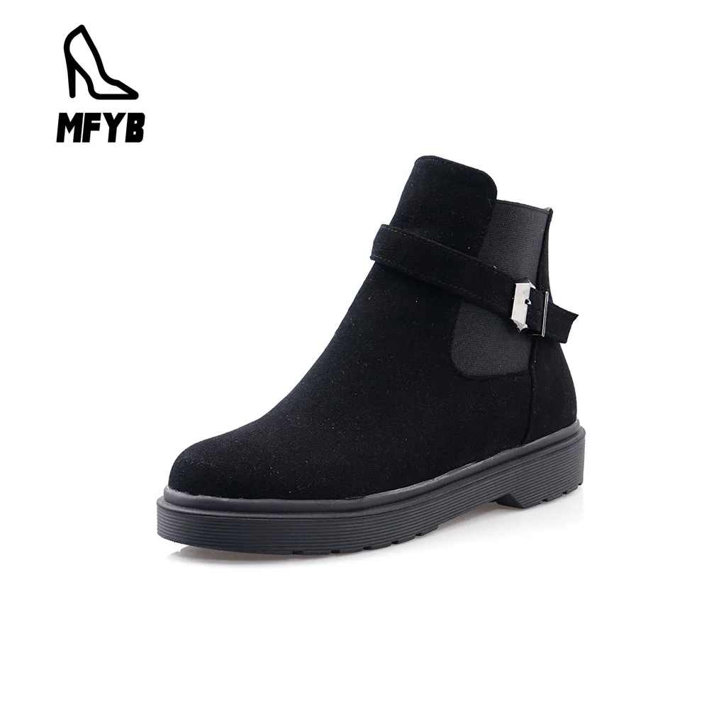 

MFYB Women's boots 2019 autumn new comfortable flat bottom wild women's shoes round head 40-43 large size low boots