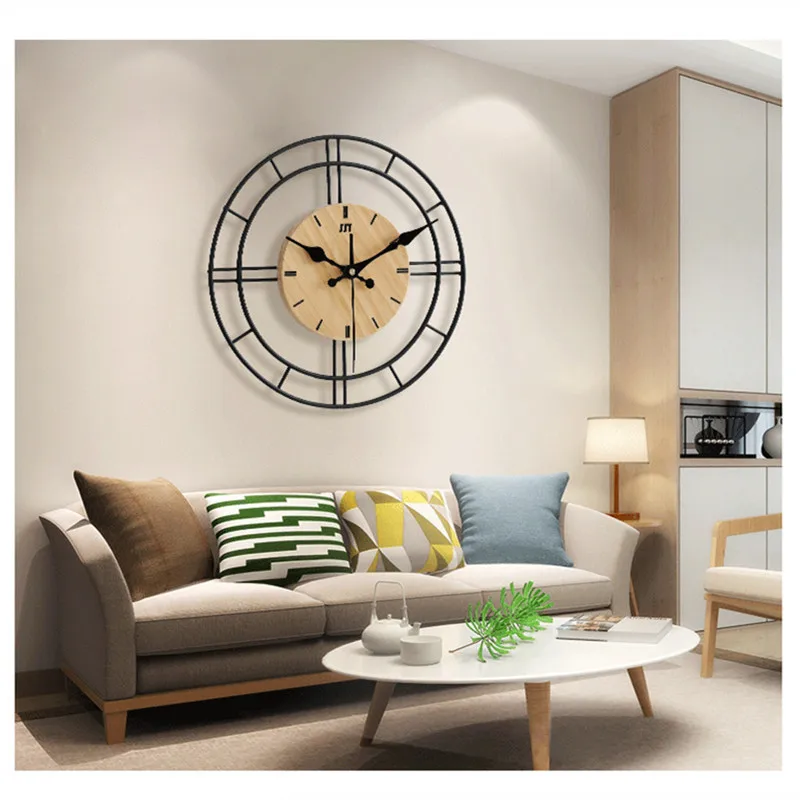 Скандинавские ретро настенные часы креативные простые часы для дома гостиной металлические декоративные часы кварцевые домашние часы деревянные настенные часы