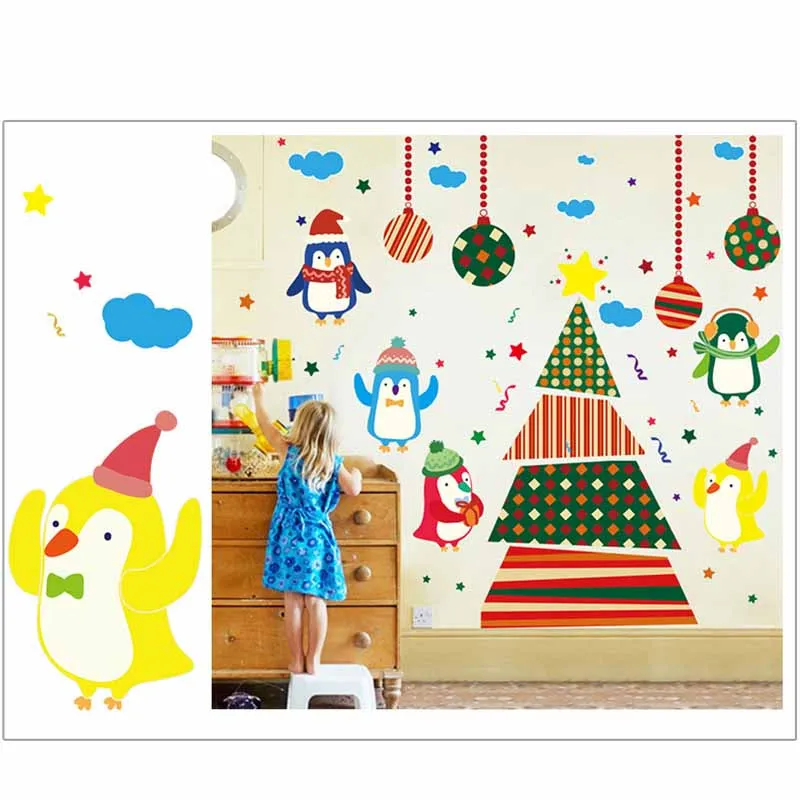 Christmas Decorations For Home New Year Living Room Glass Window Background Decorative Stickers
