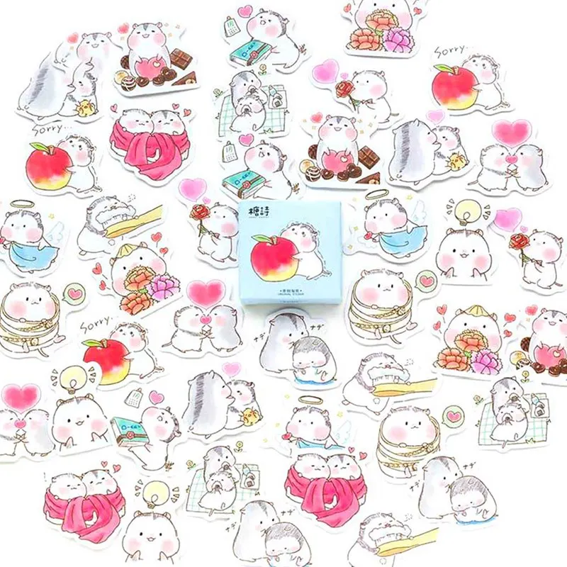 

Hamster Baby Label Stickers Set Decorative Stationery Stickers Scrapbooking DIY Diary Album Stick Lable